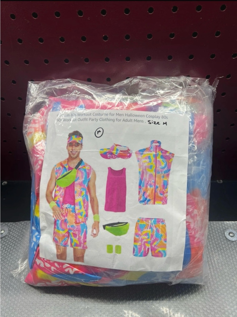 Men's 80s Workout Costume for Halloween Party/ Set 6 pieces- Multicolor/ Size M